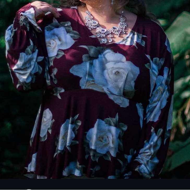 Hula Tease Dark Purple And White Floral Blouse